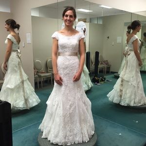 Oleg Cassini Scalloped Boatneck Wedding Dress